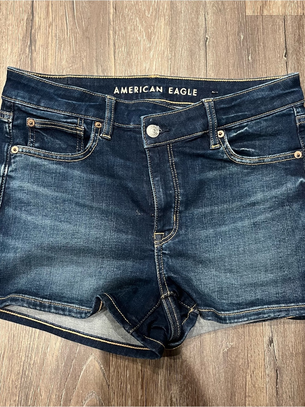 American Eagle Outfitters Dark Blue Stretch Denim Jean Shorts